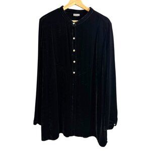 J Jill Velvet Button Up Blouse Black XL Whimsygoth Vampire Witchy Goth
